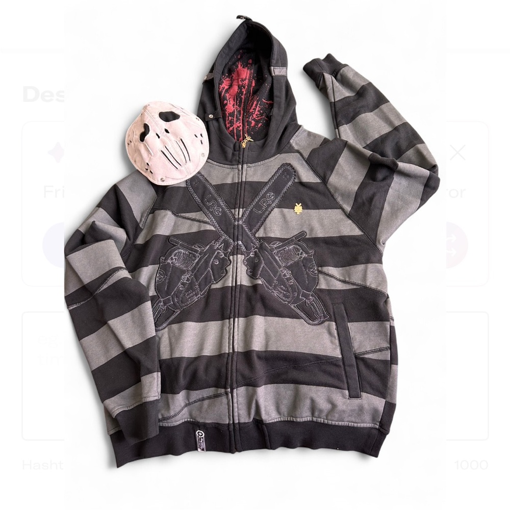 LRG Black and Gray Striped Bomber Jacket